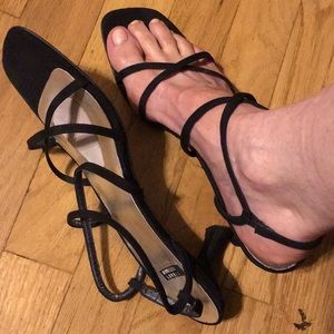 Stuart Weitzman, Black strappy heels, sz 10AAA